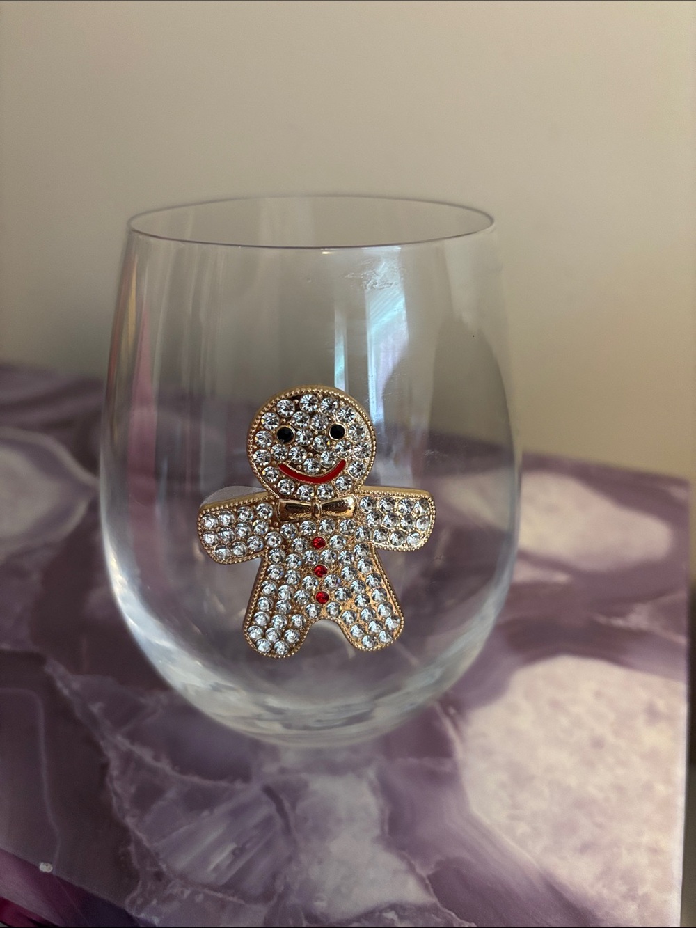Crystal Gingerbread Accent Vase - Clear with Gold & Red Detail